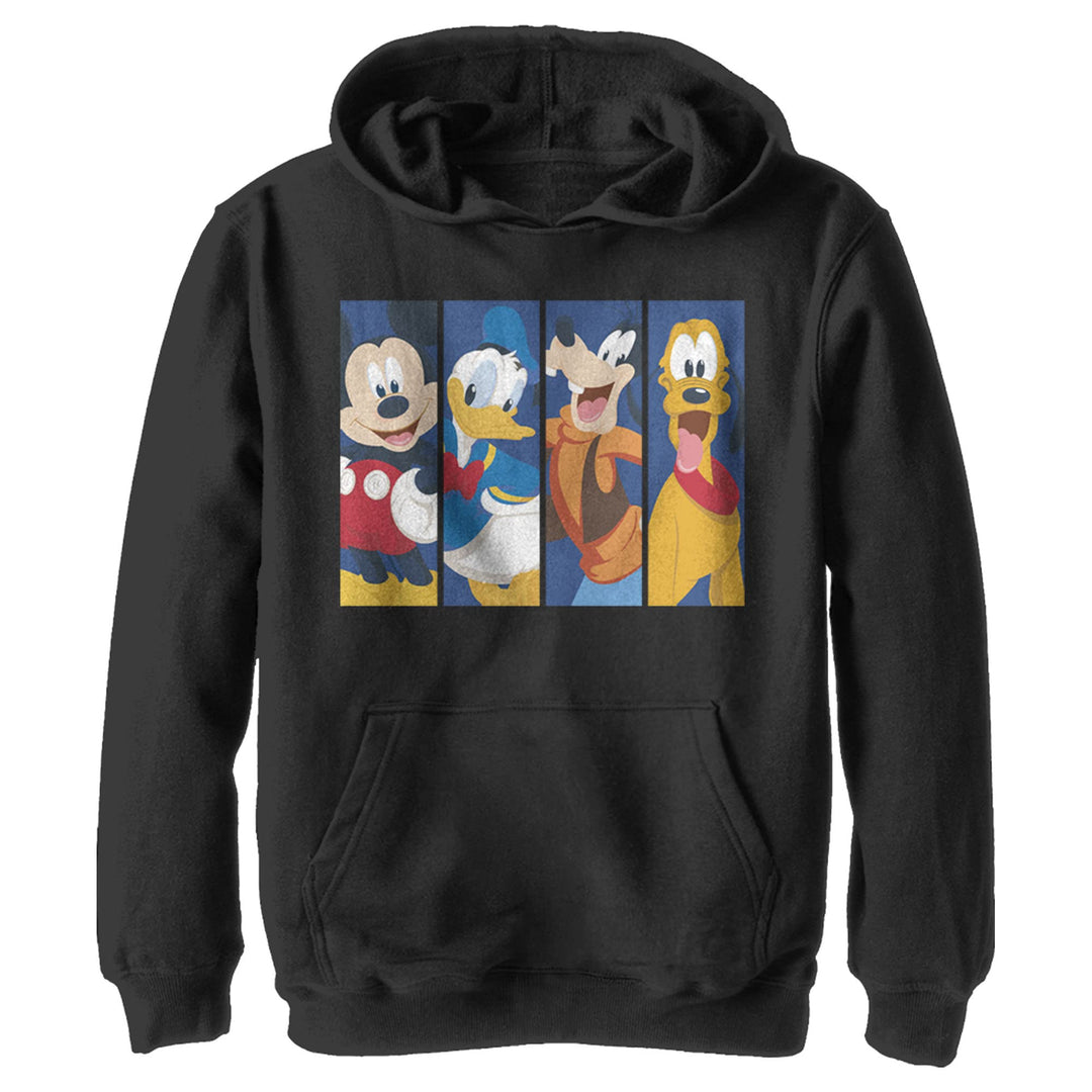 Disney Characters Bro Time Boy's Hooded Pullover Fleece, Black, Small