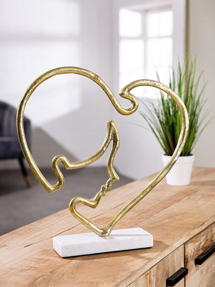 GILDE Moderne Deko Skulptur Figur Modern Face - aus Aluminium - abstraktes Dekoobjekt Gesicht im Her