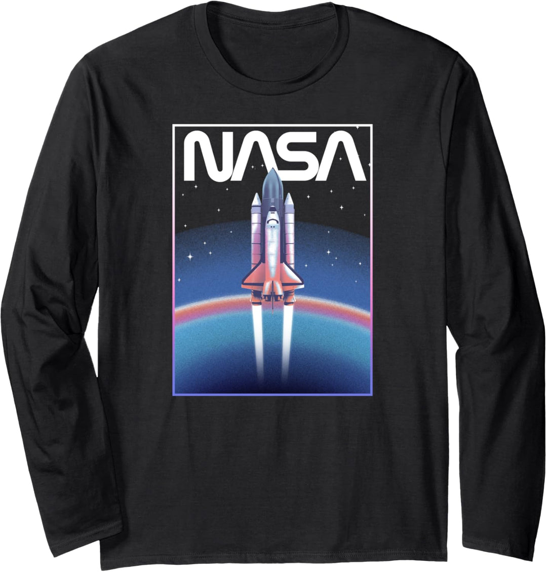 NASA Shuttle Launch Retro Pastel Gradient Poster Langarmshirt