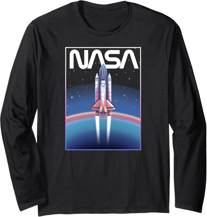 NASA Shuttle Launch Retro Pastel Gradient Poster Langarmshirt