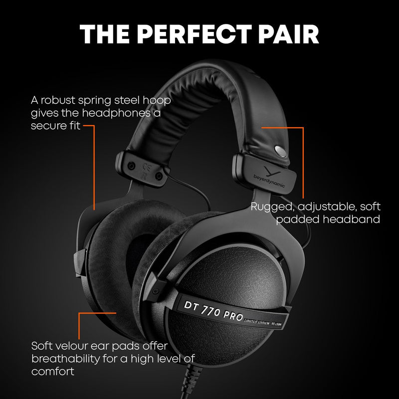 beyerdynamic DT 770 PRO 80 Ohm Black Limited Edition Geschlossene Bauweise, kabelgebunden für profes