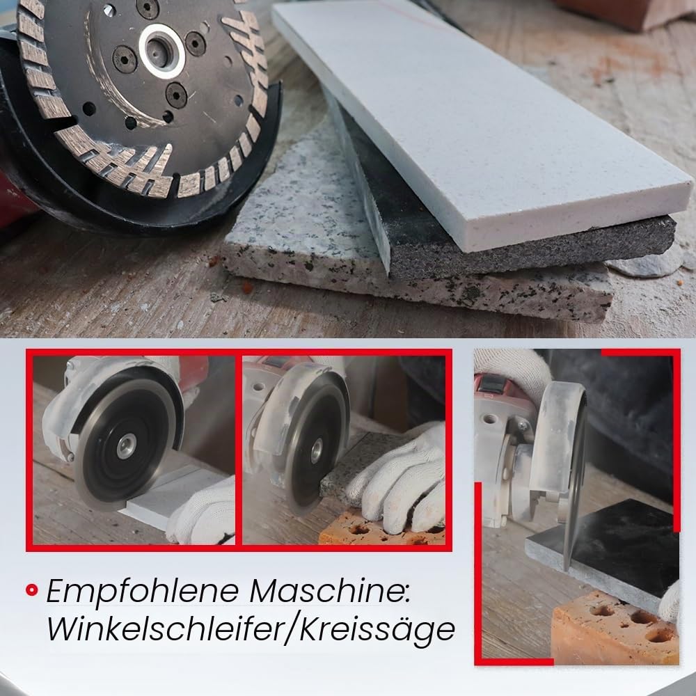 DT-DIATOOL Diamant Trennscheibe 180 mm x M14 Turbo Sägeblatt mit Schutzzähne zum Schneiden Schleifen
