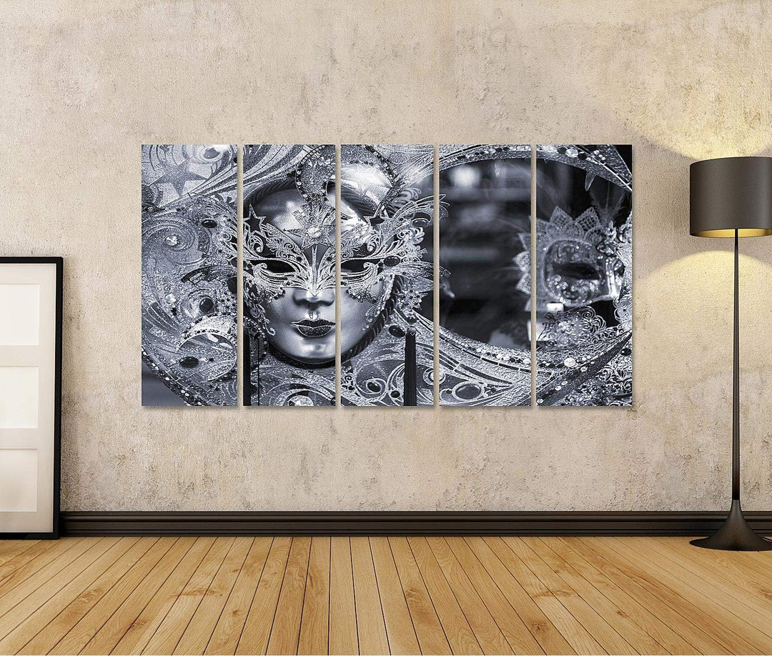 islandburner Bild auf Leinwand Schwarzes Und Weisses Bild Der Traditionellen Karnevalsmaske In Vened