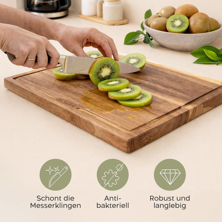 Twinzee Schneidebrett 3er Set (40 x 30/33 x 24/26 x 18 cm) aus Massiver Akazie - Schneidebrett Holz