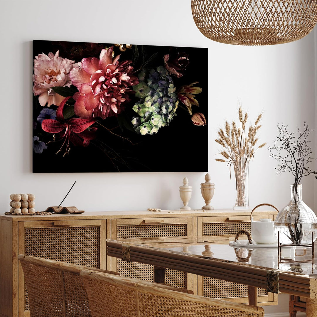 wandmotiv24 Leinwandbild Vintage, 80x60cm, Querformat, Blumen, Deko, Bilder auf Leinwand, Wanddeko,