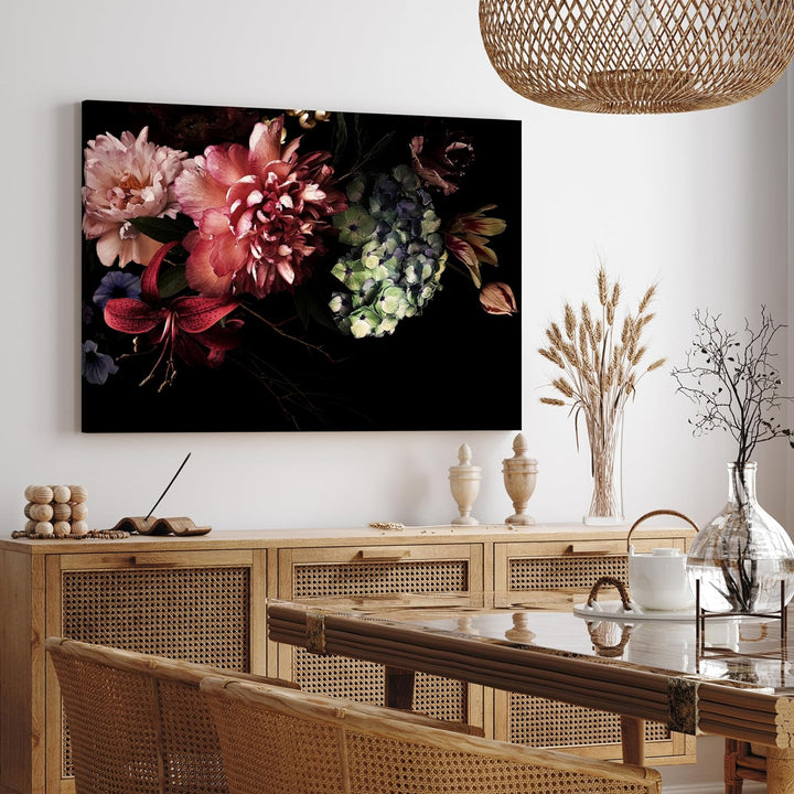 wandmotiv24 Leinwandbild Vintage, 80x60cm, Querformat, Blumen, Deko, Bilder auf Leinwand, Wanddeko,