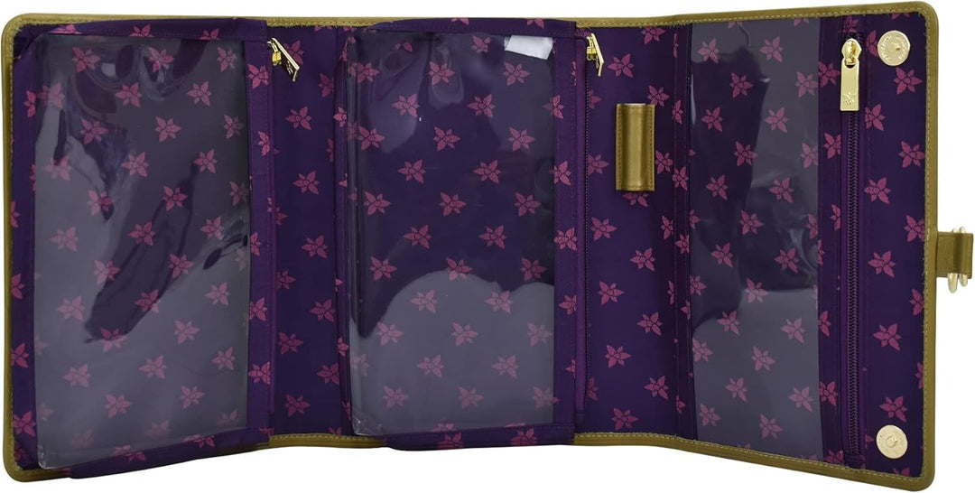 Anuschka Reise Organizer Mappe - Wanderlust Kollektion - Nylonstoff mit Leder Trim und Kunstdruck Bo