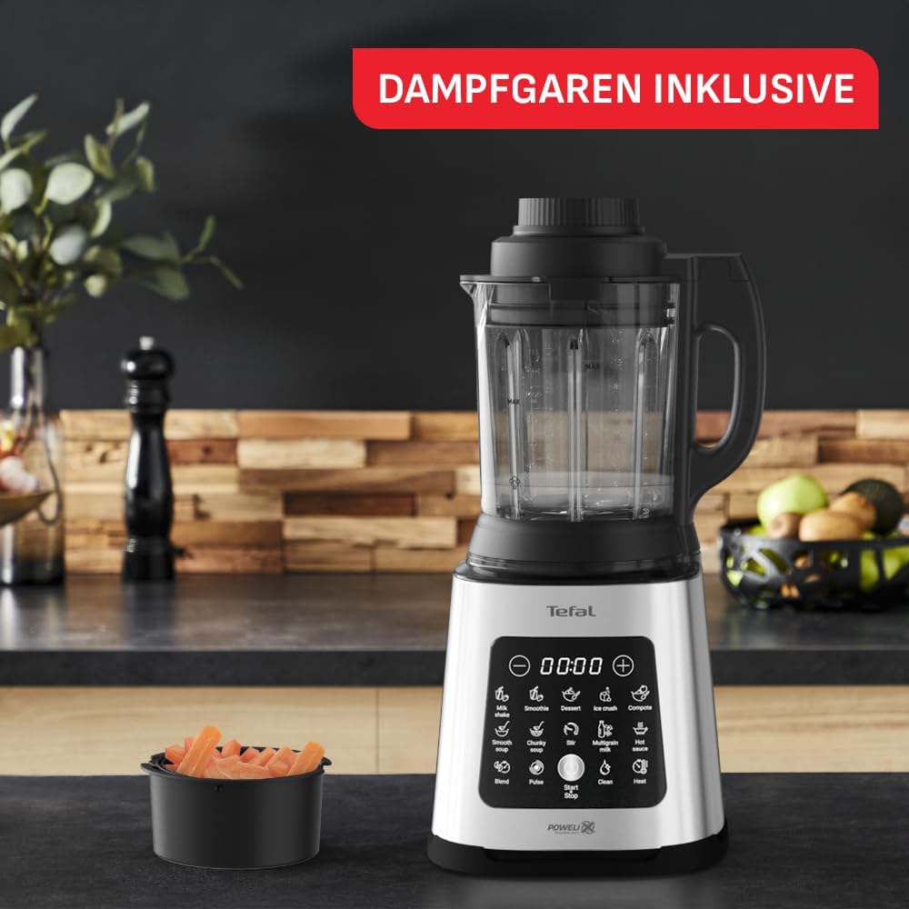 Tefal PerfectMix Cook Hochgeschwindigkeits-Standmixer, mit Kochfunktion, 10 Auto-Programme, heisse u