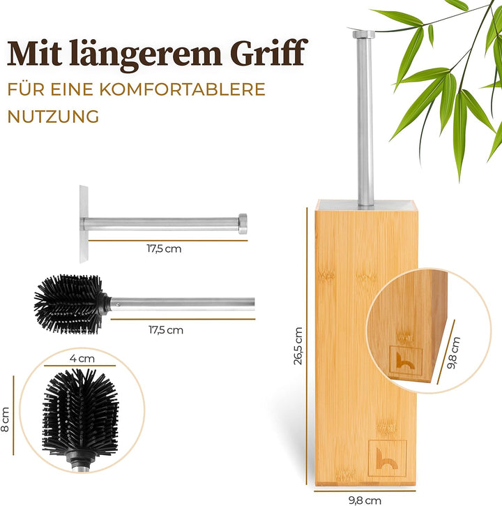 HENNEZ Toilettenbürste Silikon mit Bambus Bürstenhalter - Silikon Toilettenbürste mit Halter Toilett