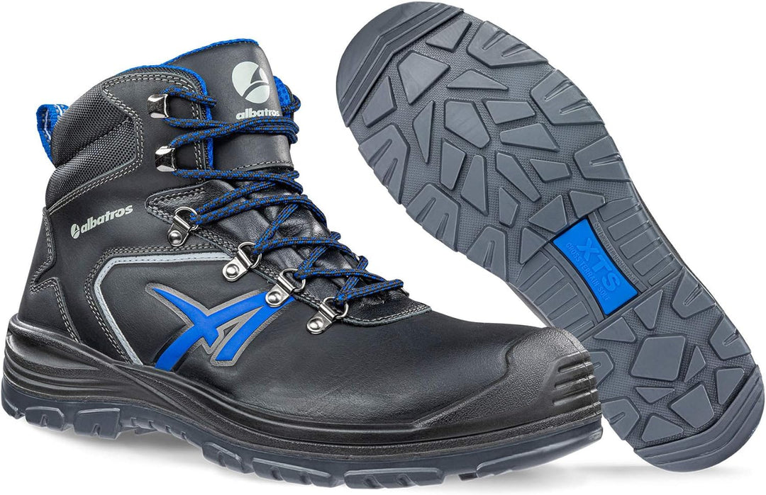 ALBATROS Unit BAU MID Sicherheitsschuh Gr. 44 44 EU Schwarz Blau, 44 EU Schwarz Blau