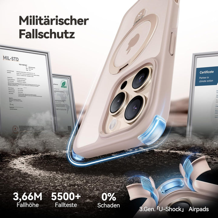 CASEKOO MagicStand für iPhone 16 Pro Hülle mit MagSafe [Unsichtbarer Ständer] [MIL-STD-810H Militärs