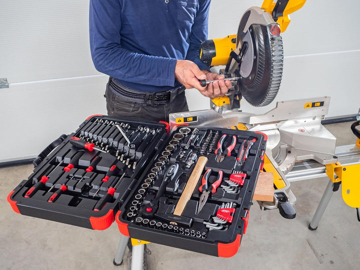 VIGOR Werkzeugkoffer V4425N, 93-tlg. Universal-Satz ∙ 1/4" & 1/2" Vierkantantrieb, Innen- und Aussen