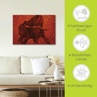 Artland Leinwandbild Wandbild Bild auf Leinwand 70x50 cm Wanddeko Stier Tiere Spanien Stierkampf Kat