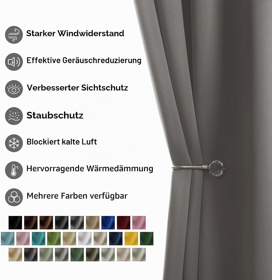 Deconovo Verdunkelungsvorhänge Ösen Vorhang Thermogardinen Blickdicht Kälteschutz, 160x107cm(HöhexBr