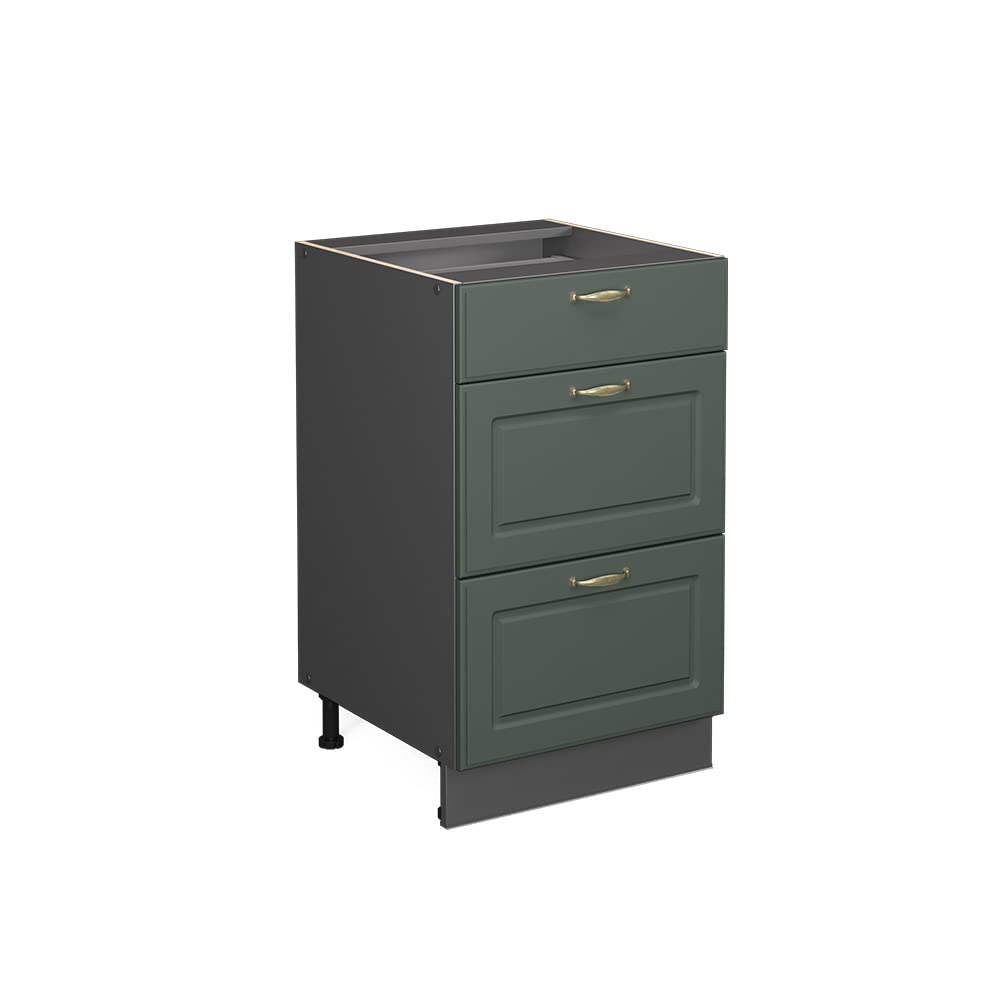 Vicco Küchenunterschrank Fame-Line, Grün-Gold Landhaus/Anthrazit, 50 cm ohne Arbeitsplatte Grün-gold