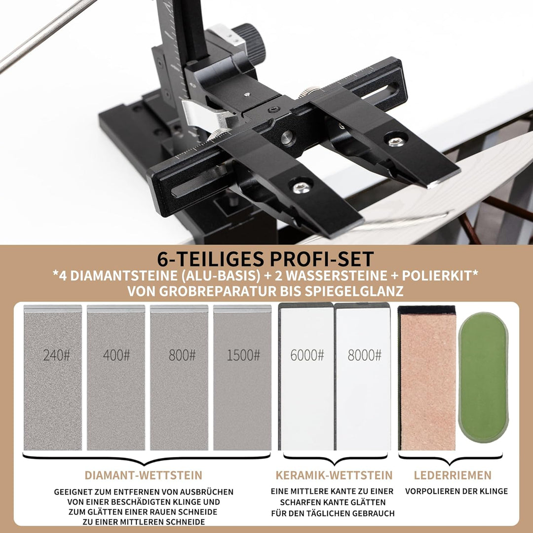 CWOVRS Messerschärfsystem Profi, Präziser Winkel-Schärfer Messerschärfer, Aluminium CNC Messerschlei