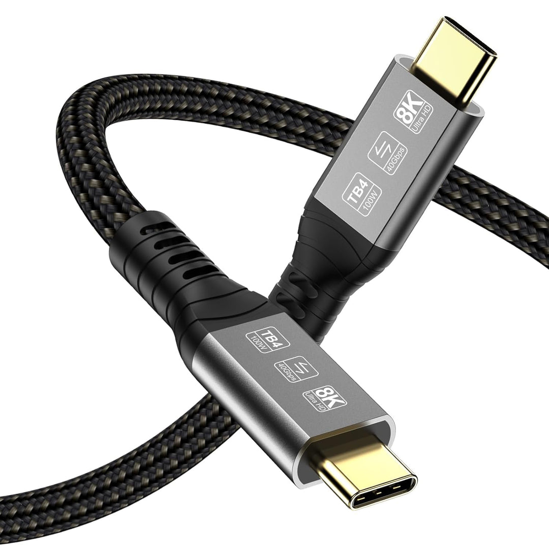 Angusplay USB C Thunderbolt 4 Kabel 40Gbps, USB4 Geflochtene Kabel, 8K 60Hz Video, 100W TB4 Kabel Ko