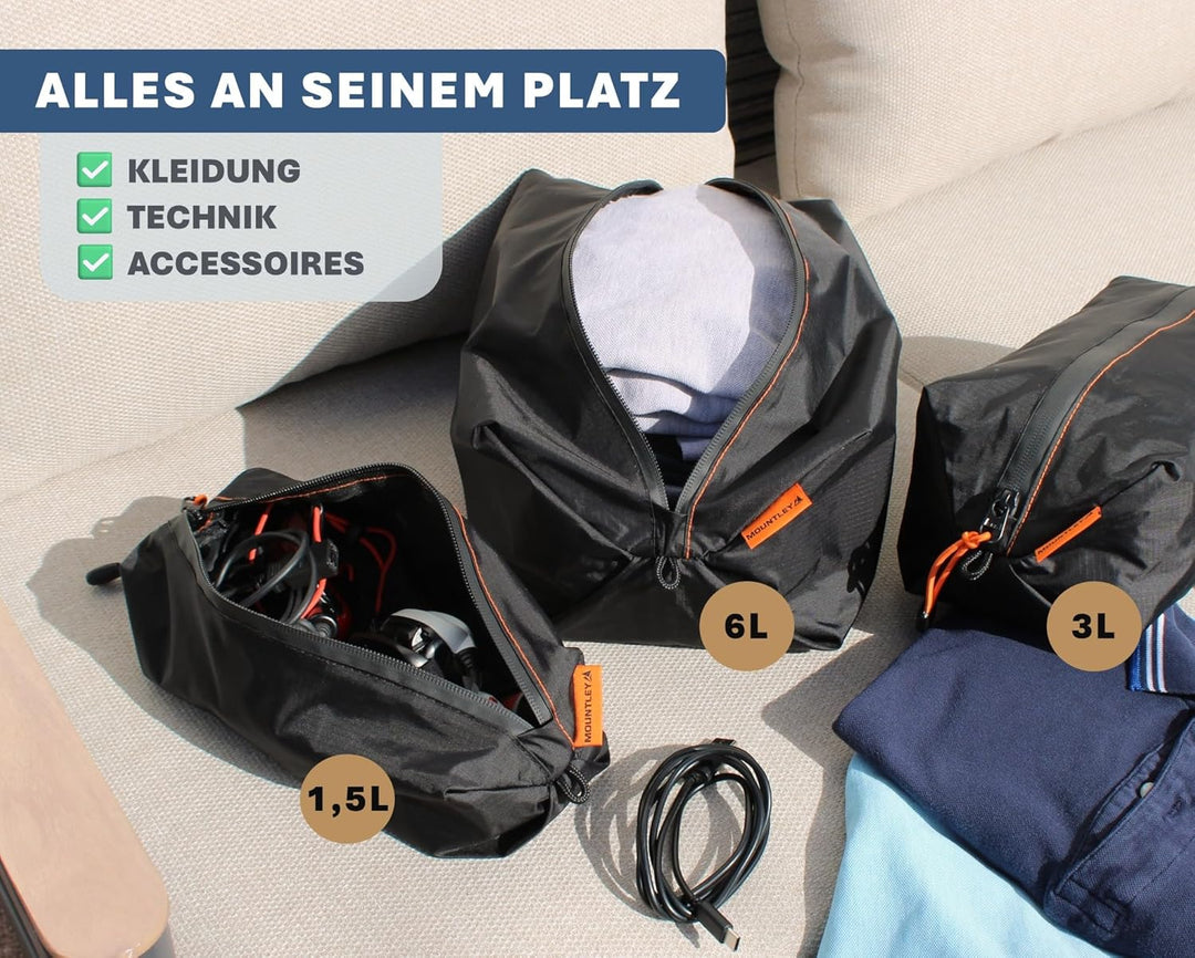 Packing cube Pro 3er Set - Ultraleichte Packwürfel für Rucksack & Koffer, Organizer Set für Reise -f