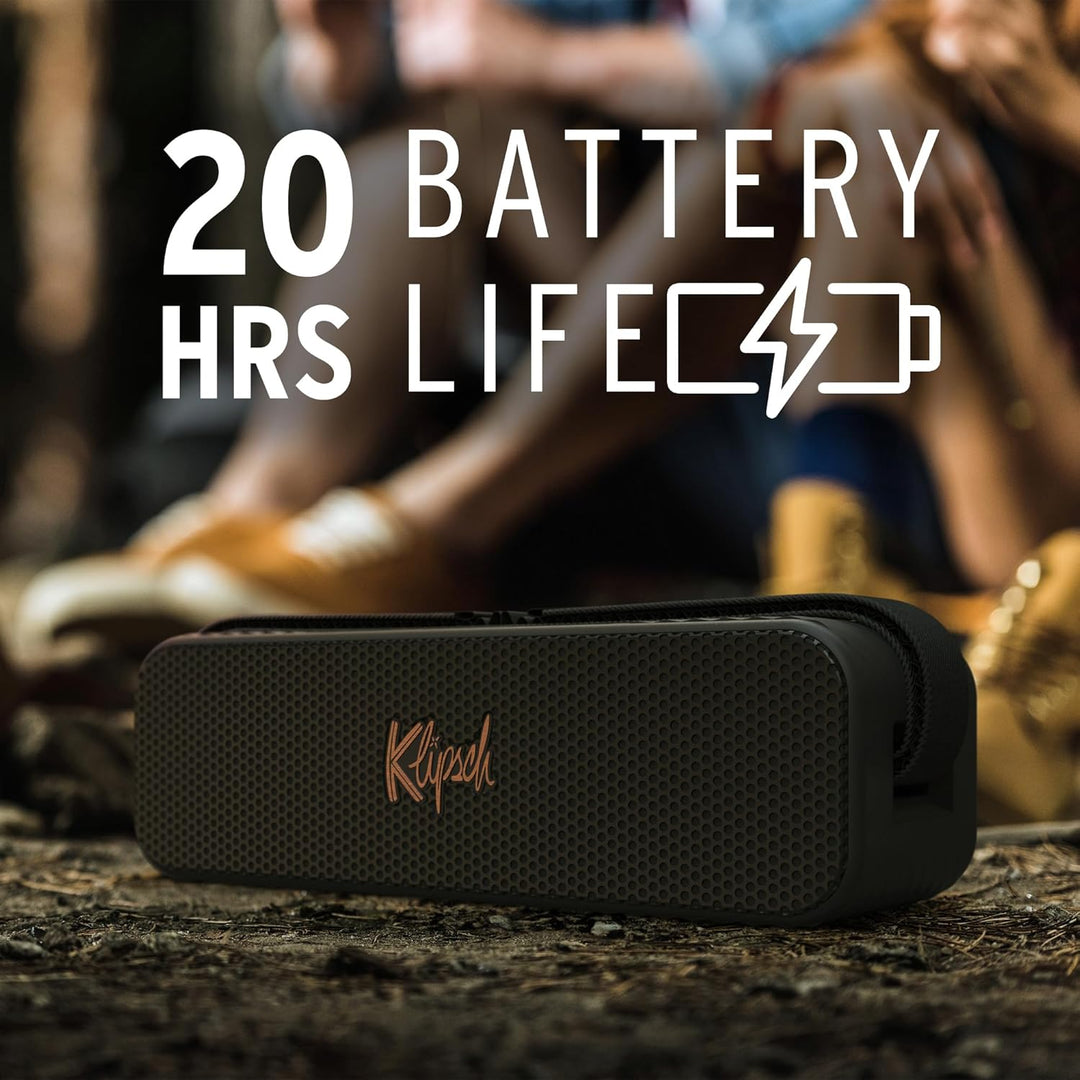 Klipsch Detroit, tragbarer Bluetooth-Lautsprecher mit Zwei 2,5 cm Hochtönern, 7,6 cm Tieftönern, IP6