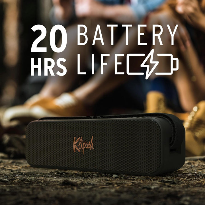 Klipsch Detroit, tragbarer Bluetooth-Lautsprecher mit Zwei 2,5 cm Hochtönern, 7,6 cm Tieftönern, IP6