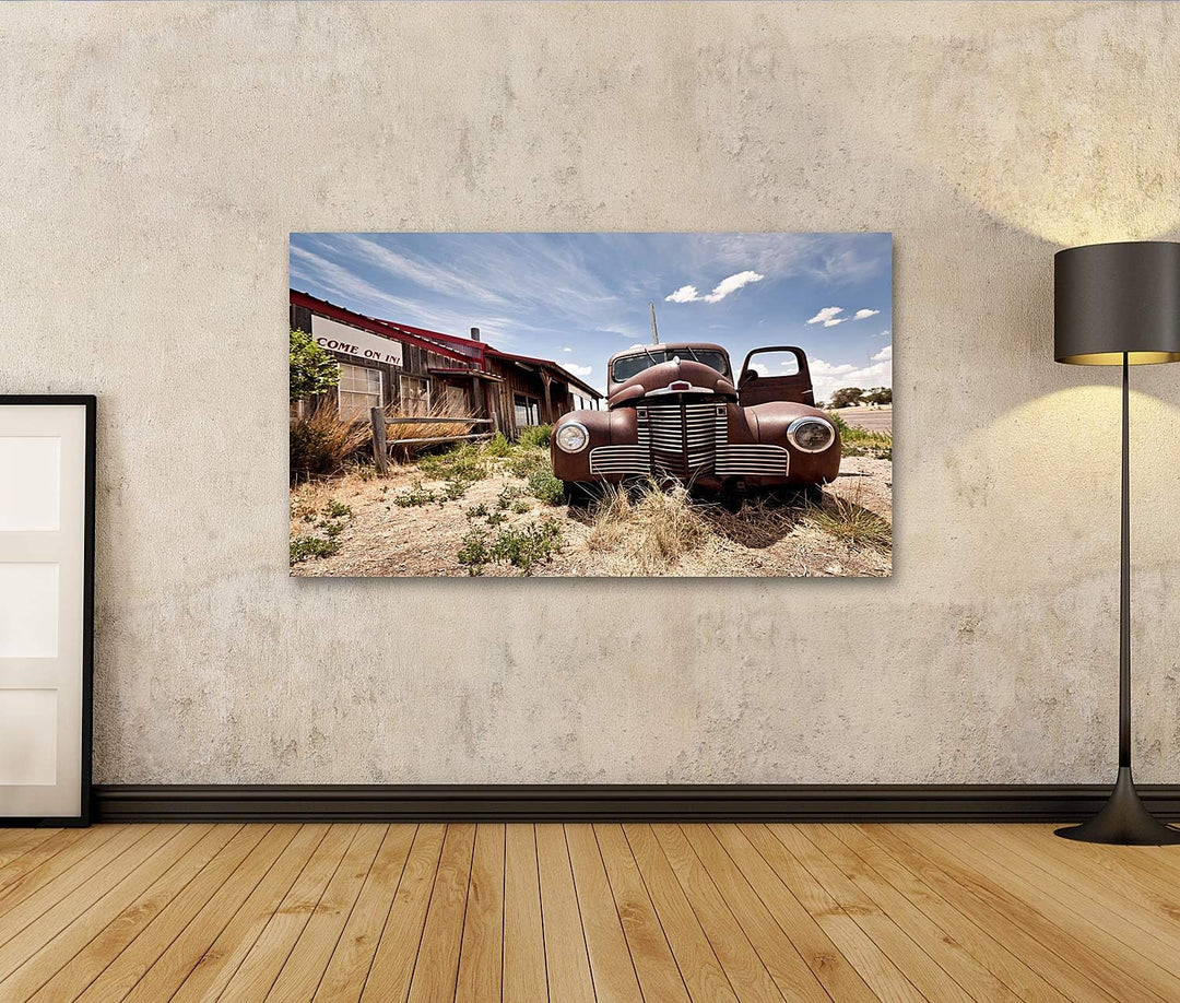 islandburner Bild auf Leinwand Verlassenes Restaraunt Auf Der Route 66 Strasse Bilder Wandbilder Pos