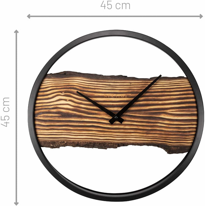 NeXtime Holzuhr - kein Cuttergeräusch! - 30 cm - Holz/Metall - Wald