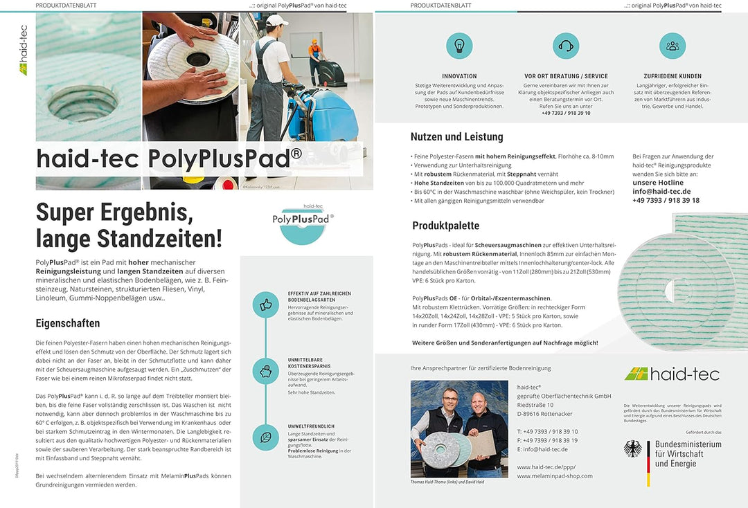 haid-tec Set 2x MPP + 2x PPP für Numatic NUC244NX, 2x Melamin Plus Pad, 2x PolyPlusPad