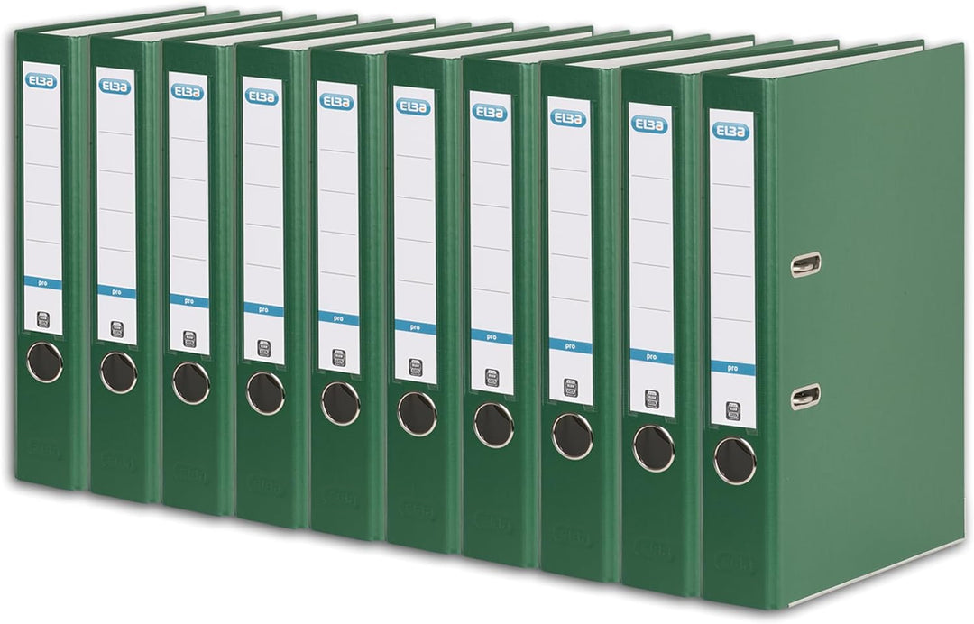 Elba Ordner A4, Smart Pro, 5 cm schmal, Kunststoff aussen, grün, 10 Stück, grün