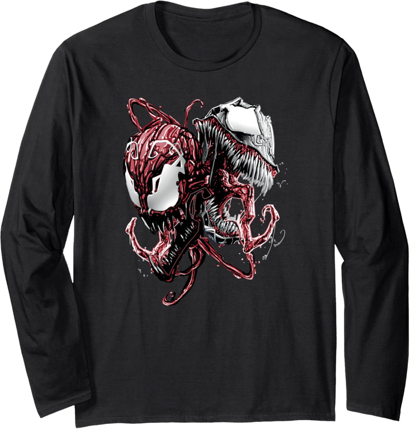 Marvel Comics Venom And Carnage Split Villain Portrait Langarmshirt