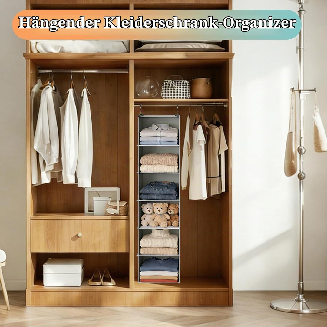 Hängeregal mit 6 Fächern Stabiler Schrankorganizer und Ordnungssystem für optimale Hängeaufbewahrung