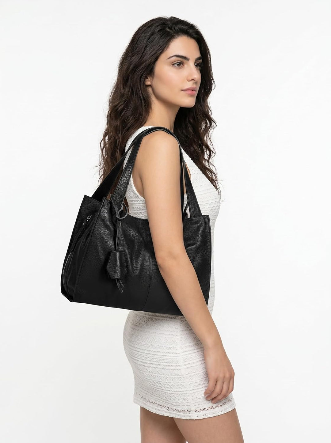 Shopper Echt Leder Damen Made in Italy, Smartphonefach, Ledertasche Damen, Handtasche Echtleder, Umh