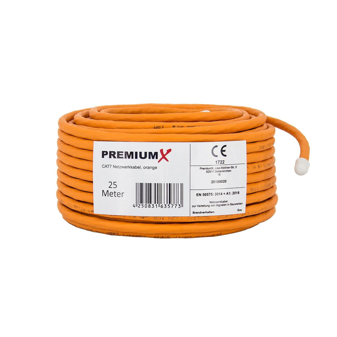 Premium X CAT 7 Netzwerkkabel 25m LAN Kabel Simplex Kupferkabel Ethernet Datenkabel S/FTP PiMF PoE E