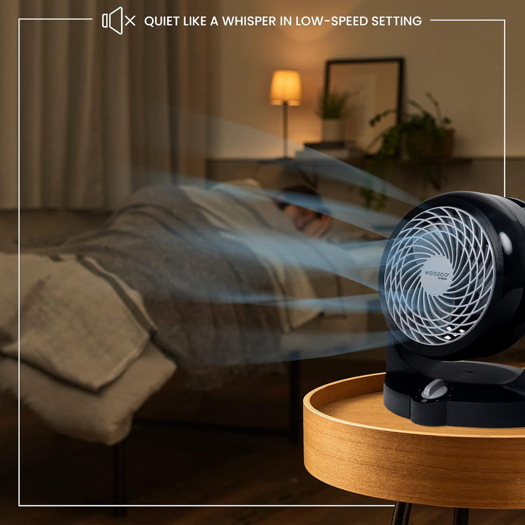 Iris Ohyama Woozoo, Leiser, leistungsstarker & tragbarer Tischventilator, 13m², Reichweite 13m, Vert