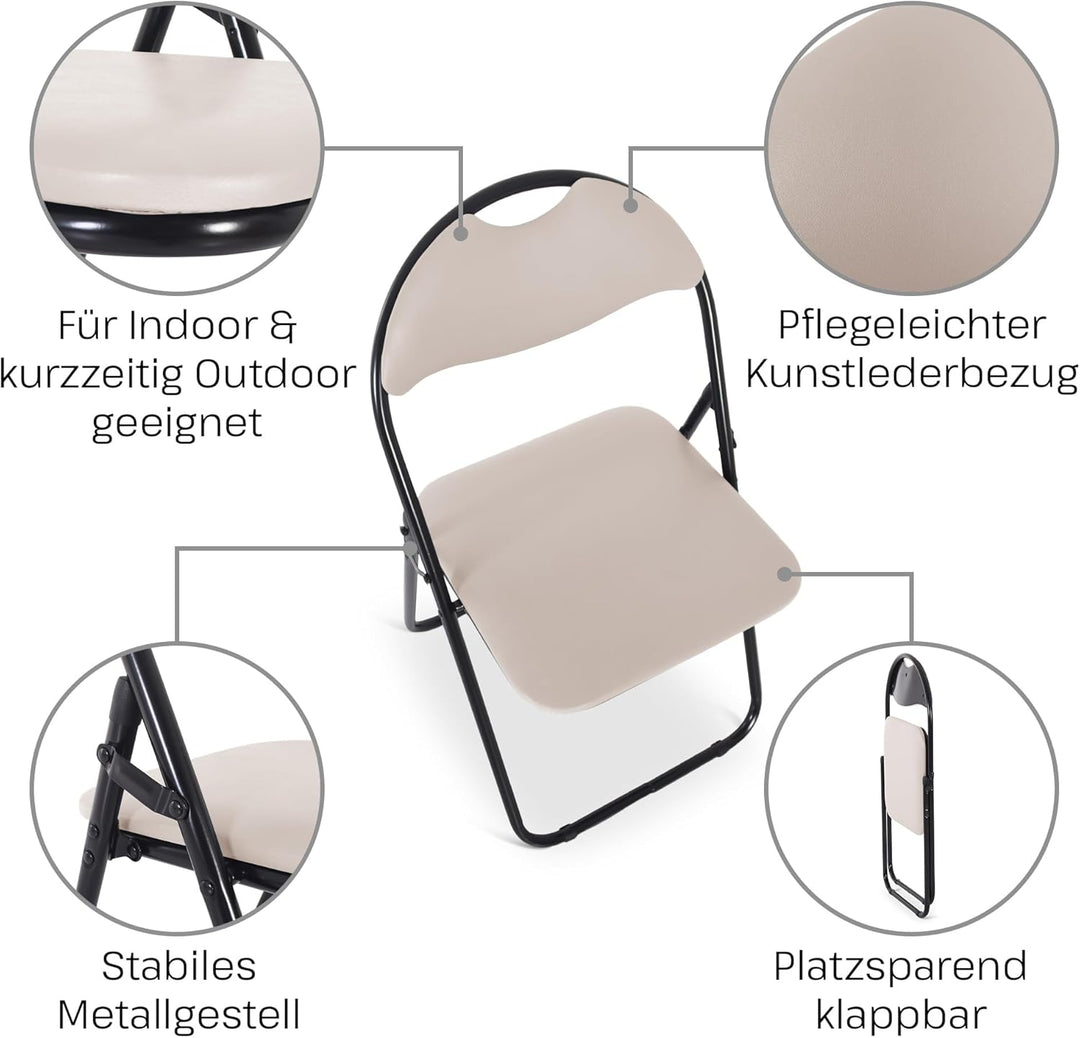 MACOShopde by MACO Möbel Raburg Gästestuhl 6er Set Paul - in BEIGE, stabiles Faltstuhl + Klappstuhl-