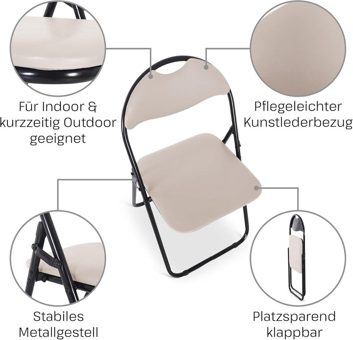 MACOShopde by MACO Möbel Raburg Gästestuhl 6er Set Paul - in BEIGE, stabiles Faltstuhl + Klappstuhl-