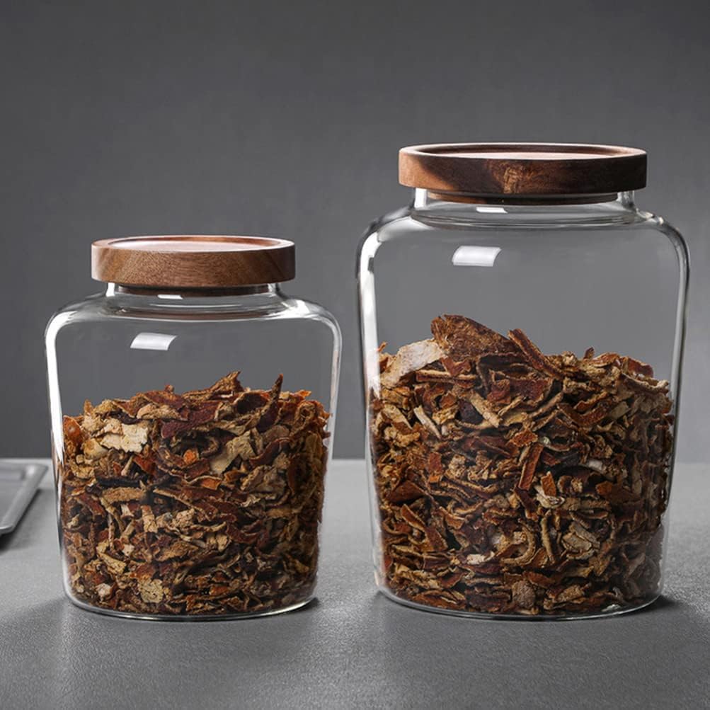Cabilock Kornspeicher Glas Vorratsdose Vorratsgl? mit Holzdeckel Glasdose Teedose Gewürzdose Aufbewa