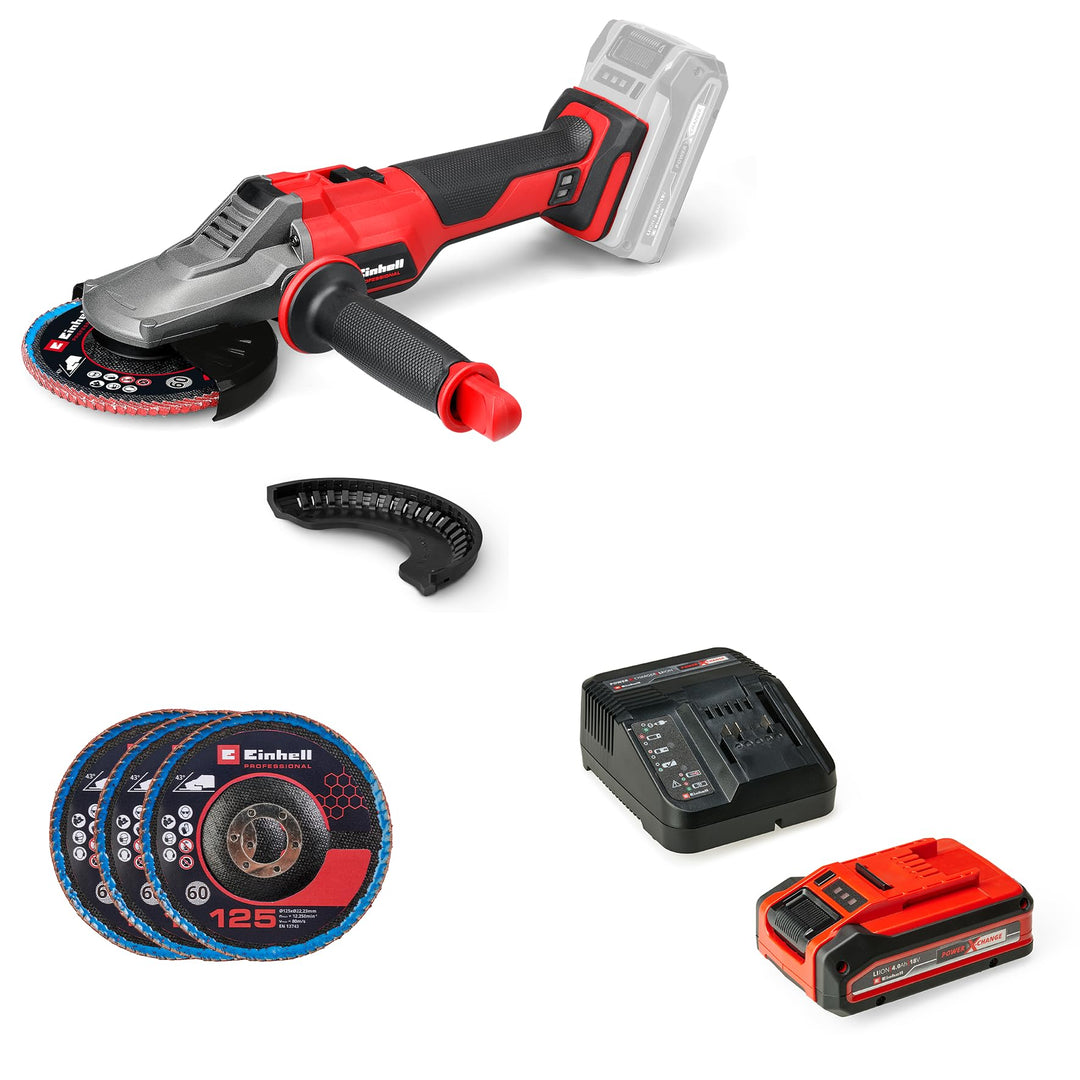 Einhell Professional Akku-Flachkopf-Winkelschleifer TP-AG 18/125 F Li BL Power X-Change (18 V, 700 W