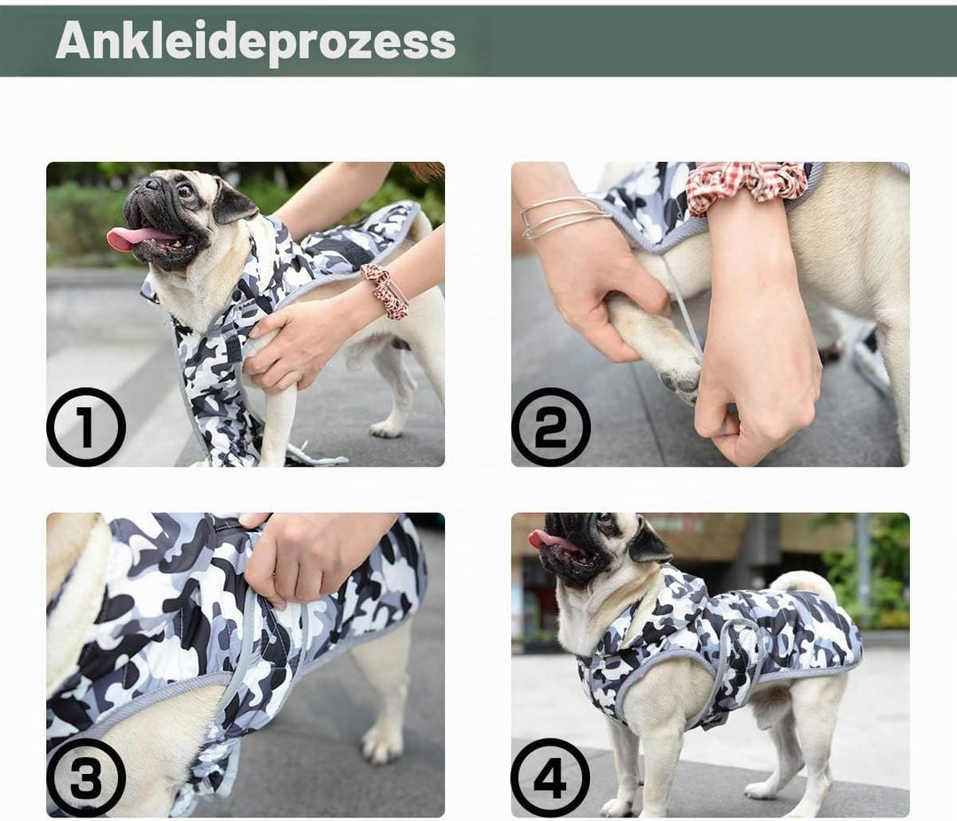 Winter Hundejacke with Abnehmbarem Hut, Hundemantel Wasserdicht Reflektierend Hund Mantel Warme Hood