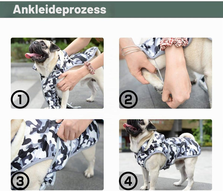 Winter Hundejacke with Abnehmbarem Hut, Hundemantel Wasserdicht Reflektierend Hund Mantel Warme Hood