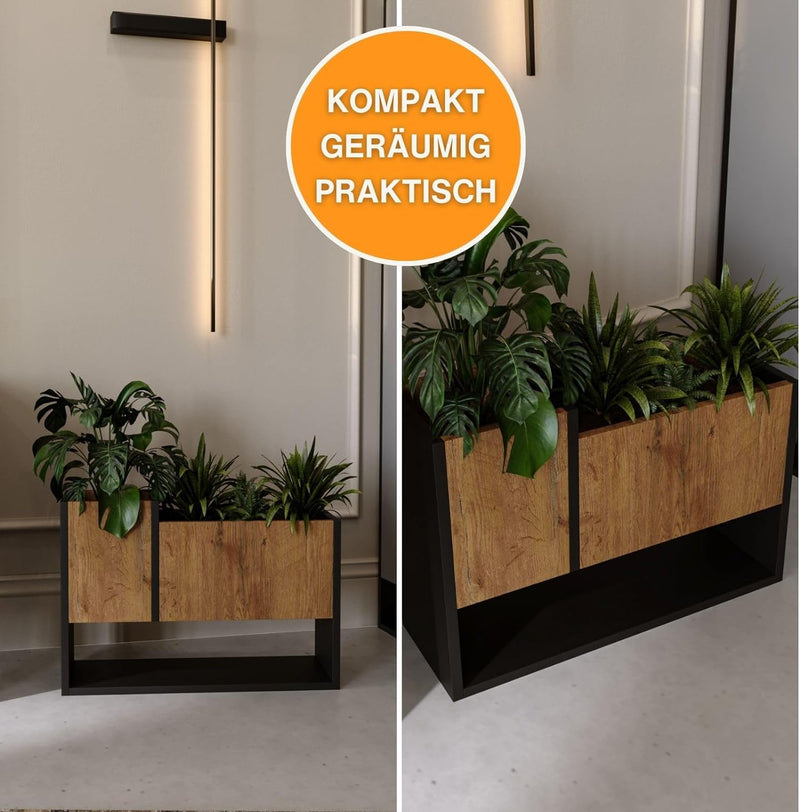 CraftPAK Blumenständer für Innen | Pflanzenständer aus hochwertigem Holzwerkstoff H45 x L64,5 x B22,