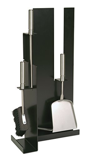 MS Beschläge® Kaminbesteck Kamingarnitur schwarz beschichtet mit Besteck und Griffen aus Edelstahl