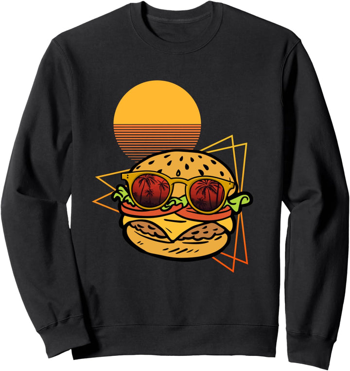 Lustiger Retro-Burger mit Schattierungen Sweatshirt