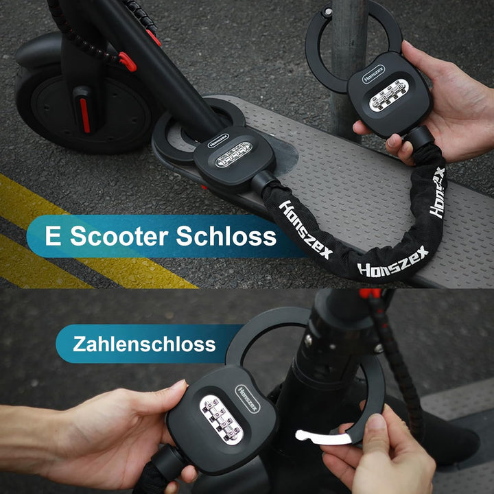 Honszex E Scooter Schloss, Handschellenschloss E Scooter Zahlenschloss, 31.8inch Schloss für E Scoot