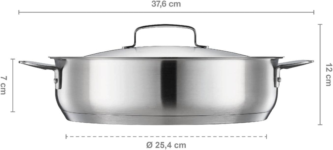 Fiskars Bräter mit Deckel, Ø 28 cm, Beschichtet, Für alle Kochfelder geeignet, Recycelter Edelstahl,