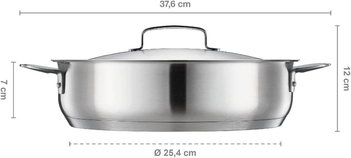 Fiskars Bräter mit Deckel, Ø 28 cm, Beschichtet, Für alle Kochfelder geeignet, Recycelter Edelstahl,