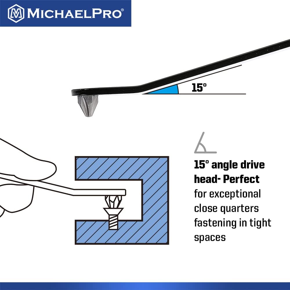 MichaelPro MP002028 Ultra Low Profile Offset Screwdriver Set Slim Profile Angle Screwdriver Phillips