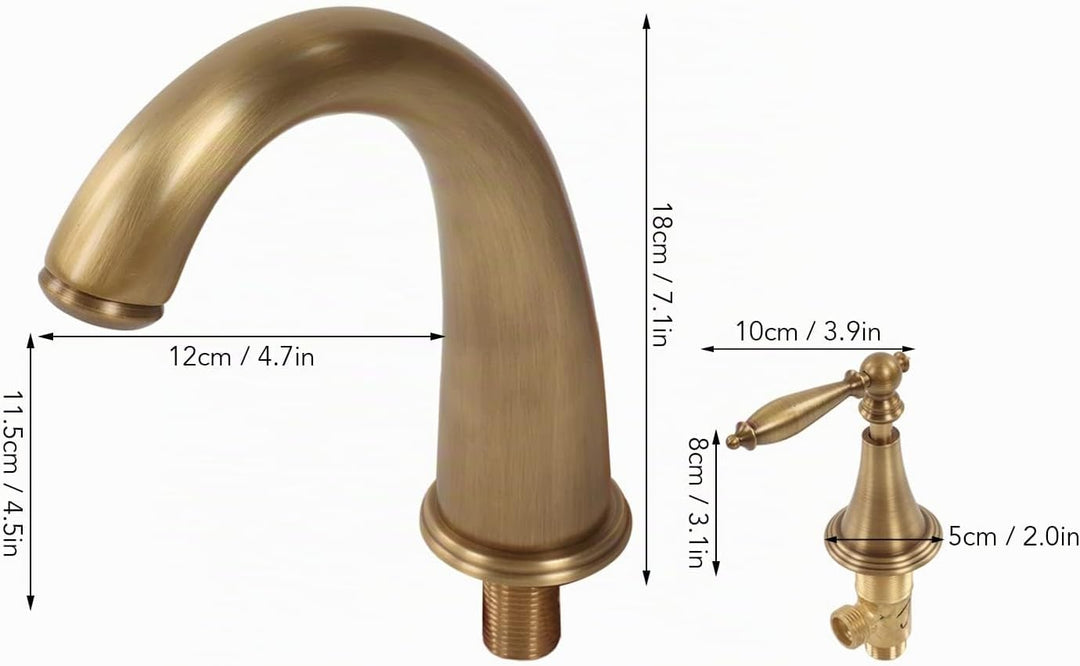 3 Loch Waschtisch Armatur, Antiker Wasserhahn Drei Loch Montage, Armaturen Waschbecken Gold, für Hei