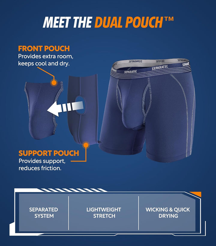 Separatec Boxershorts Herren Mehrfachpackung Sport Schnell trocknend Doppelbeutel Dual Pouch Unterho