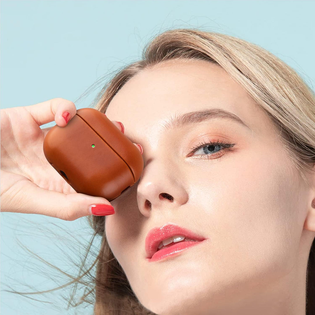 Maogoam für AirPods 4. Generation Tasche Leder, Echtes Crystal Oil Wax Rindsleder Tasche Hülle für A