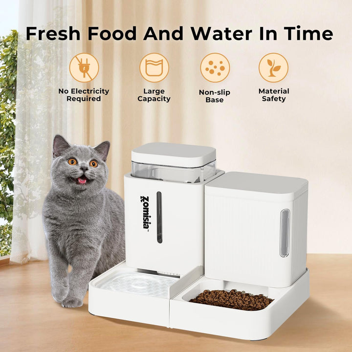 ZOMISIA Automatischer Futterspender für Katzen/Hunde 3L, 2-in-1 Schwerkraft Futterautomat Katze und